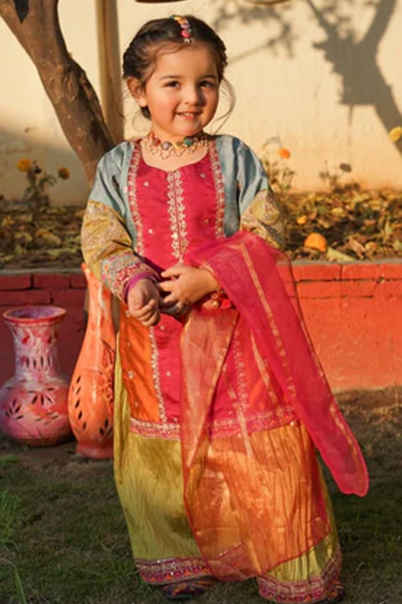 Opal 10 – 3 Piece Raw Silk Embroidered Kurta Set (Top + Bottom + Dupatta)