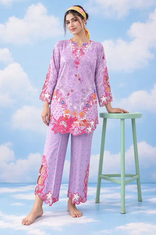 Lilac Ocean-Inspired Print Lawn Suit — Aveline by Dhaga