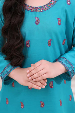 Izha-1 – Elegant Embroidered Lawn Kurta Set for Girls