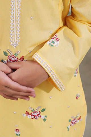Mango – Yellow Embroidered Lawn Kurta Set for Girls