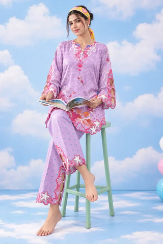 Lilac Ocean-Inspired Print Lawn Suit — Aveline by Dhaga