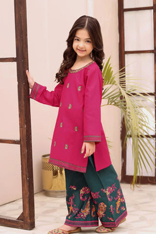 Nisha-16 – Pink Embroidered Lawn Kurta Set for Girls