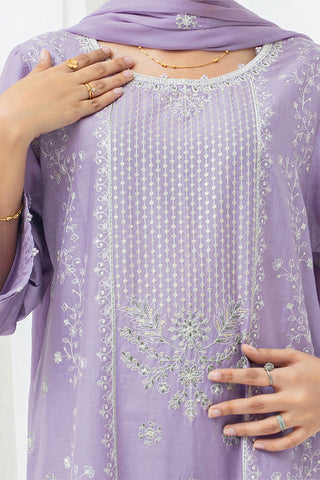Lilac embroidered stitched 3 piece lawn suit with chiffon dupatta HS282