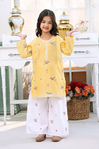 Mango – Yellow Embroidered Lawn Kurta Set for Girls