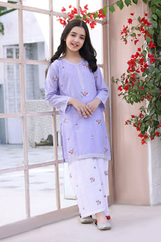 Ria Lilac-2 – Lilac Embroidered Lawn Kurta Set for Girls