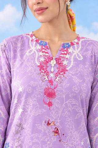Lilac Ocean-Inspired Print Lawn Suit — Aveline by Dhaga