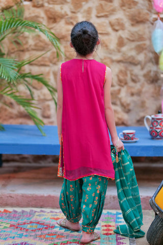 Shocking Pink & Turquoise Kids Formal Suit | 3 Piece
