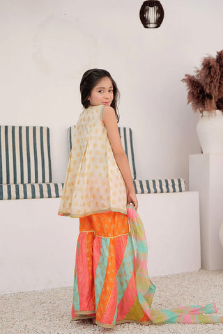 Fawn Multicolor Tasar Silk Kids Formal Suit | 3 Piece