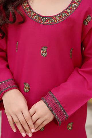 Nisha-16 – Pink Embroidered Lawn Kurta Set for Girls