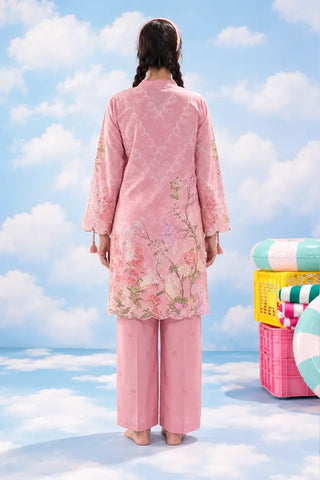 Full back view of pink floral lawn co-ord