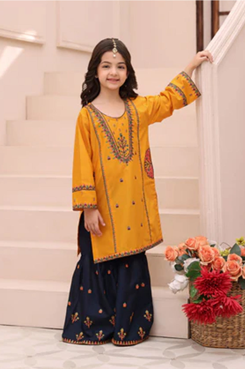 Sunshine-10 – Yellow 2-Piece Cotton Gharara Set for Girls