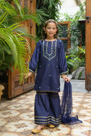 Roha-7 – Pink Embroidered 2-Piece Lawn Kurta Set for Girls