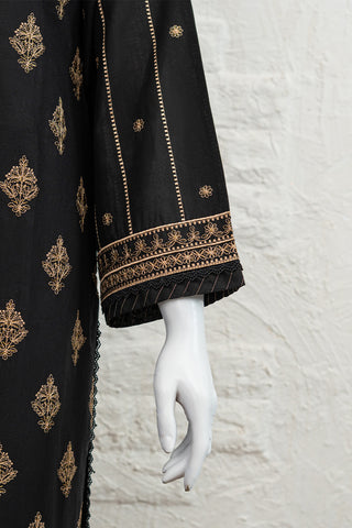 Black Embroidered 3-Piece Suit by Munfarid