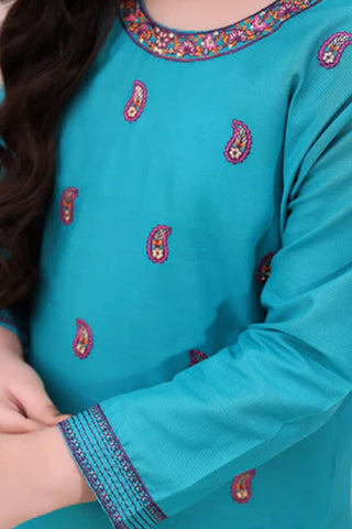 Izha-1 – Elegant Embroidered Lawn Kurta Set for Girls