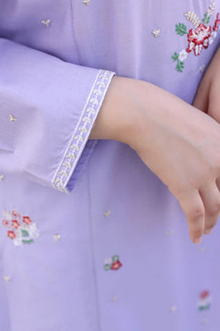 Ria Lilac-2 – Lilac Embroidered Lawn Kurta Set for Girls
