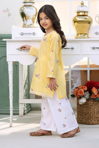 Mango – Yellow Embroidered Lawn Kurta Set for Girls