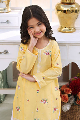 Mango – Yellow Embroidered Lawn Kurta Set for Girls