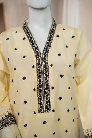 Munfarid Cream Cotton Suit with Black Embroidery & Digital Print Dupatta – Ready to Wear