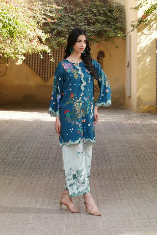 Juneau – Printed Teal Co-ord Set | Munfarid