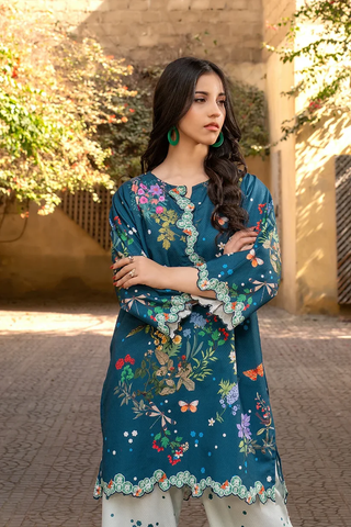 Juneau – Printed Teal Co-ord Set | Munfarid