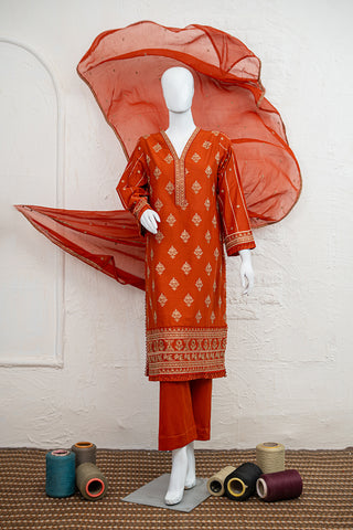 Rust Fine Lawn Cotton Suit – Qalamkar | Ready-to-Wear Summer Wear