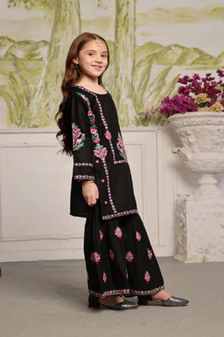 Kajal-17 – Black Cotton Gharara Set for Girls (2-Piece)