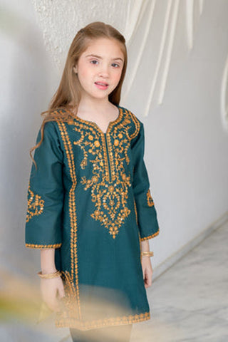 Hanaa – Teal 2 Piece Lawn Kurta Set for Girls
