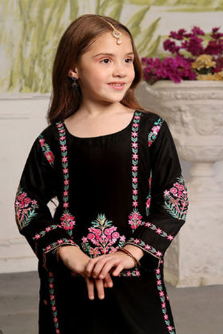 Kajal-17 – Black Cotton Gharara Set for Girls (2-Piece)