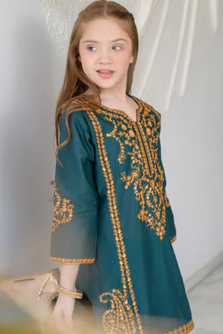 Hanaa – Teal 2 Piece Lawn Kurta Set for Girls