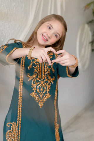 Hanaa – Teal 2 Piece Lawn Kurta Set for Girls