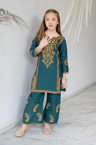 Hanaa – Teal 2 Piece Lawn Kurta Set for Girls