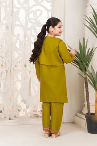 Ghazal – 3 Piece Green Embroidered Lawn Kurta Set for Girls