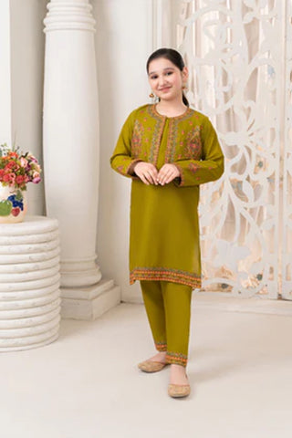 Ghazal – 3 Piece Green Embroidered Lawn Kurta Set for Girls