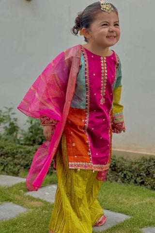 Opal 10 – 3 Piece Raw Silk Embroidered Kurta Set (Top + Bottom + Dupatta)